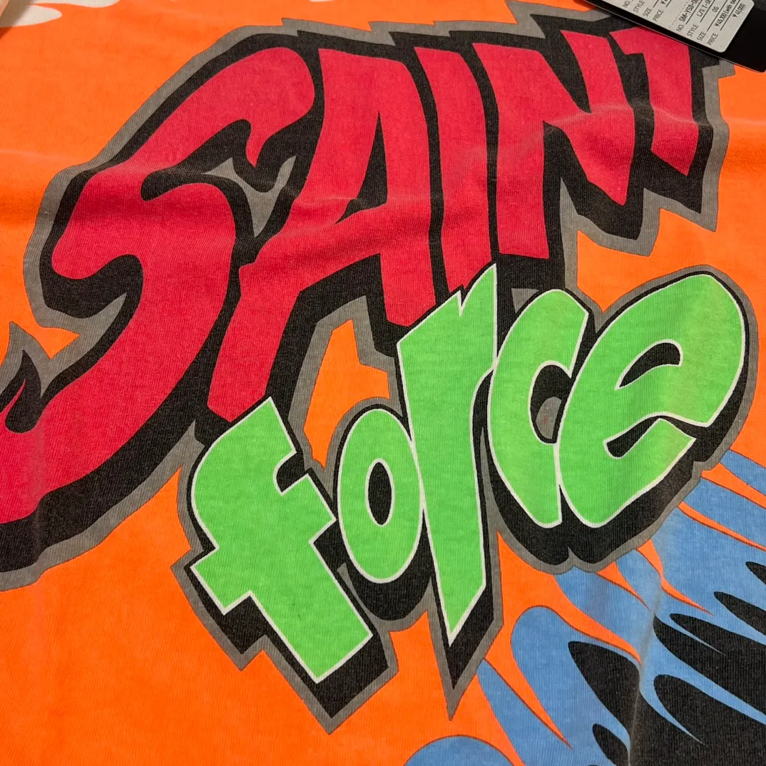 SAINT MICHAEL 24SS SAINT FORCE L/S TEE New Racing Retro Long Sleeve Off-white S-XL Front, left and right sleeves, even ribs are printed. There are more than 30 sets of samples in total. They are extremely complicated and all are oversized screen versions. Ready-made garments are washed and worn with Vintage value.